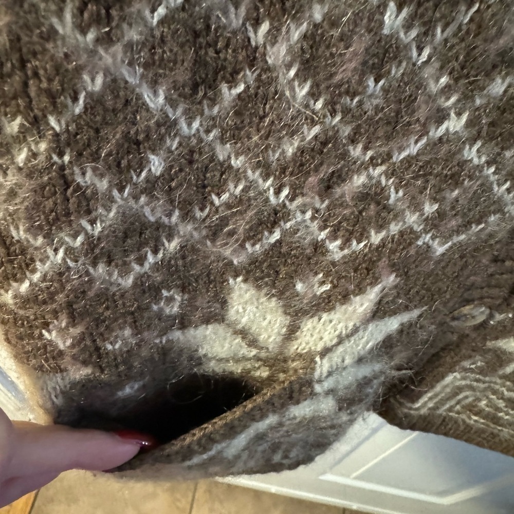 Vintage Handknit Fair Isle Cardigan Abalone Button Up Sweater Grandpa Grannycore - Picture 5 of 12